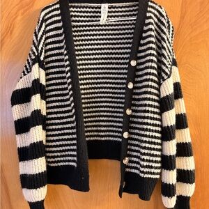 Striped Black and White Women's Sweater